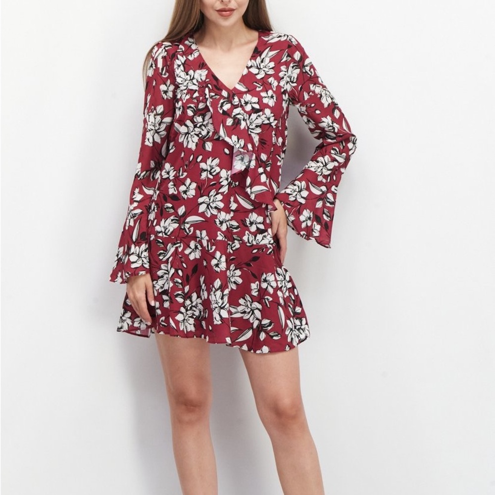 $398 PARKER NY Azaleas Ruffle Dress size xs
